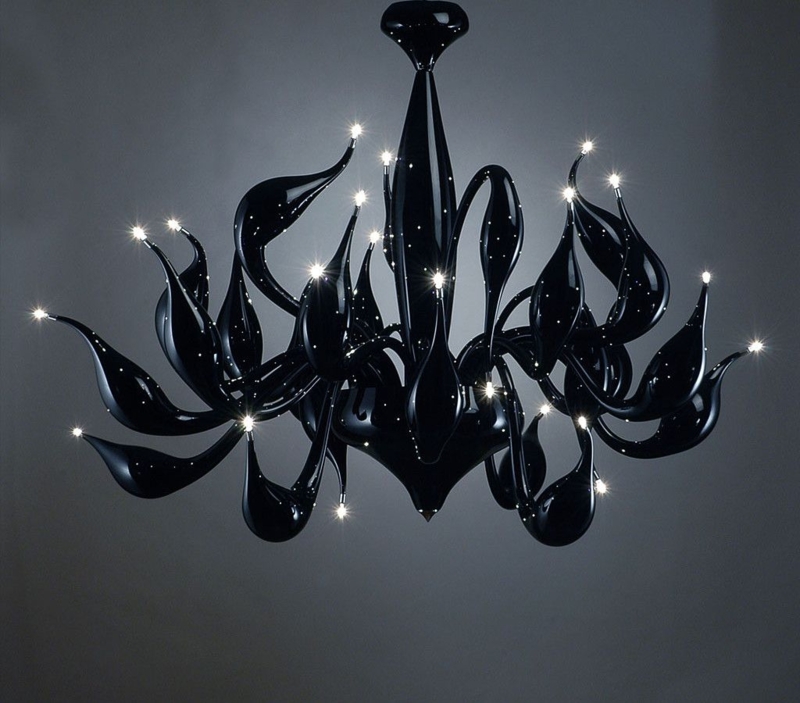 Chandelier Glossy Murano Glass Twenty Four Light Scrolling Arms Glam