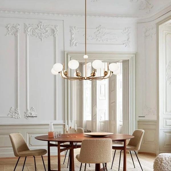 Chandelier Gold Multi-Arm Silhouette Spherical Shades Contemporary