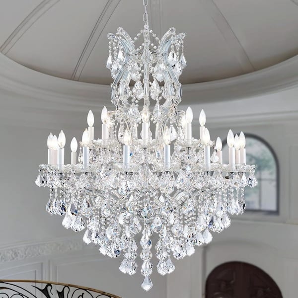 Chandelier: Grand Multi-Tier Crystal 24-Light Polished Fixture