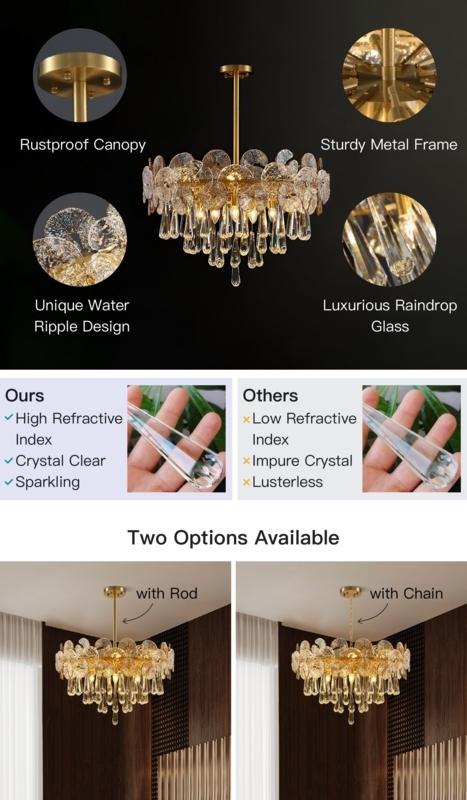 Chandelier Grand Polished Gold Vertical Glass Rods Multi Tiered Glam