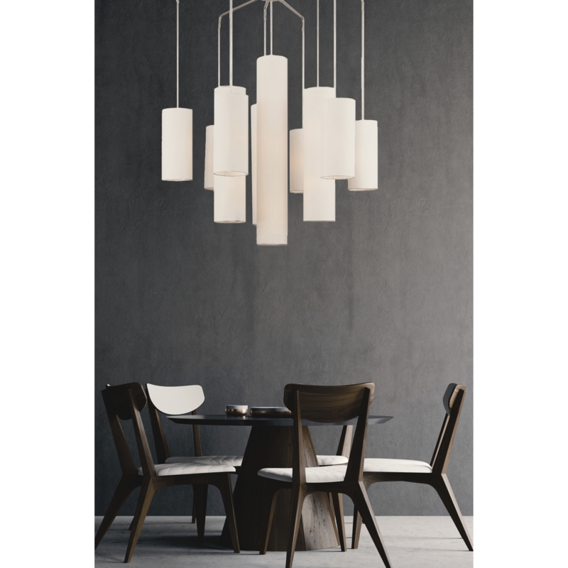 Chandelier: Grand Three-Tier Brushed Nickel with Elegant Curved Arms