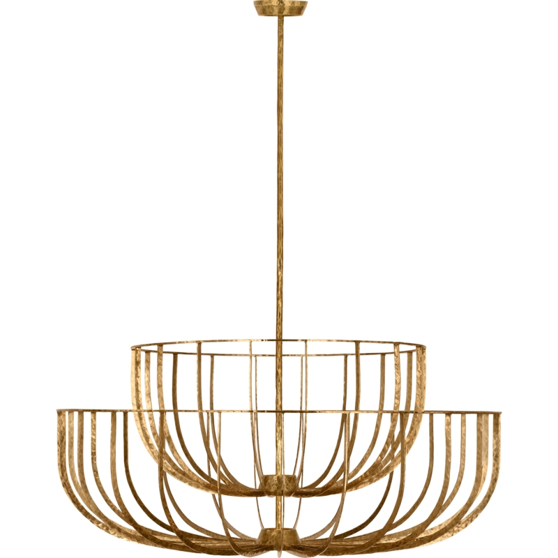 Chandelier, Interlocking Antique Brass Frames, Modern Interlocking Light