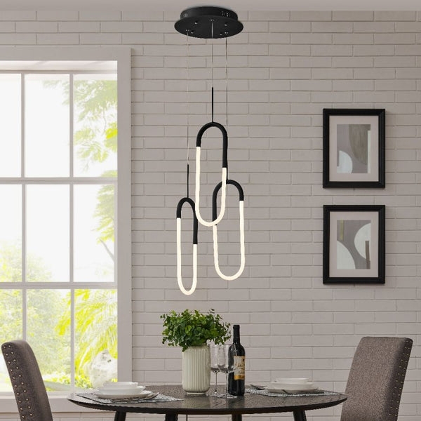 Chandelier Interlocking Loops Polished Chrome Sculptural
