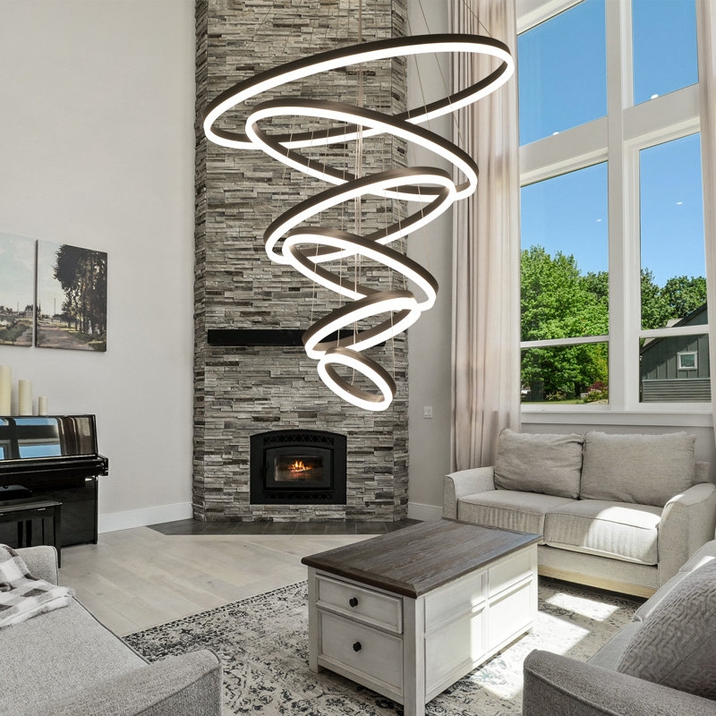 Chandelier Interlocking Squares Brushed Gold Geometric