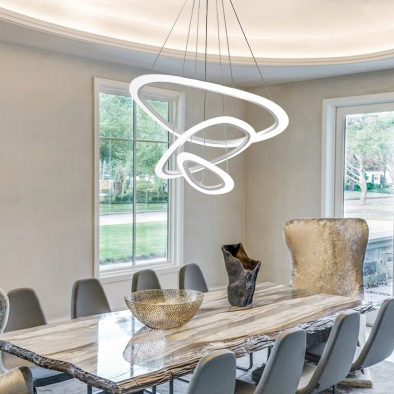 Chandelier Intersecting Rectangles Architectural Geometric LED