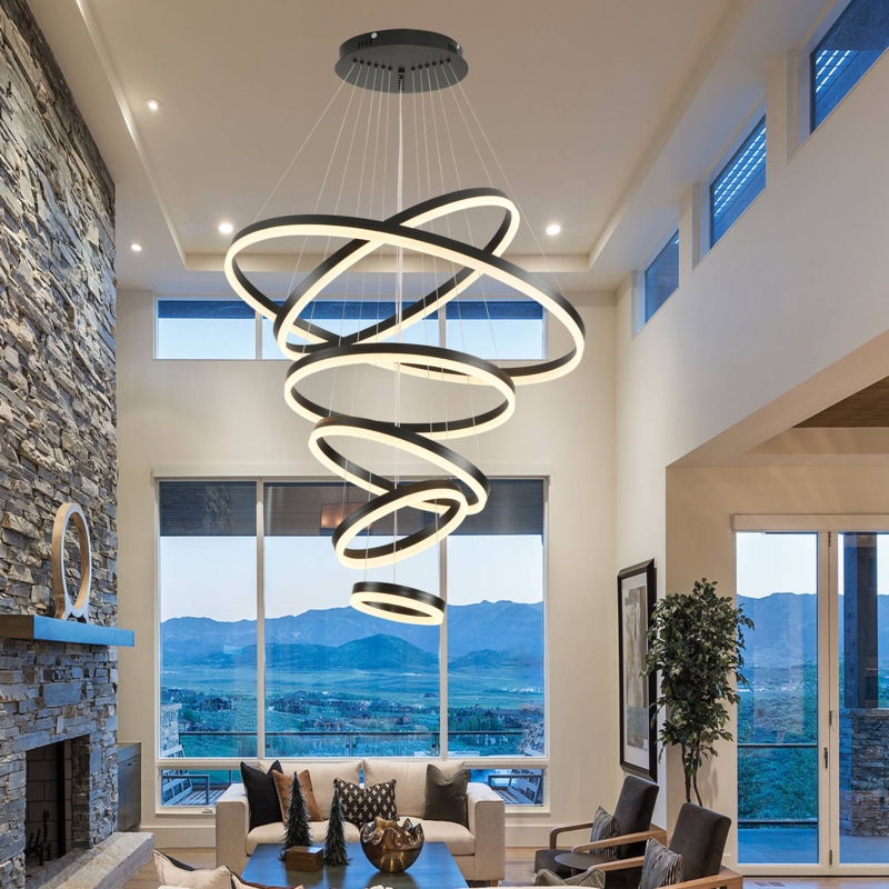 Chandelier Intertwined Rings Integrated LED Modern Minimalist Dining