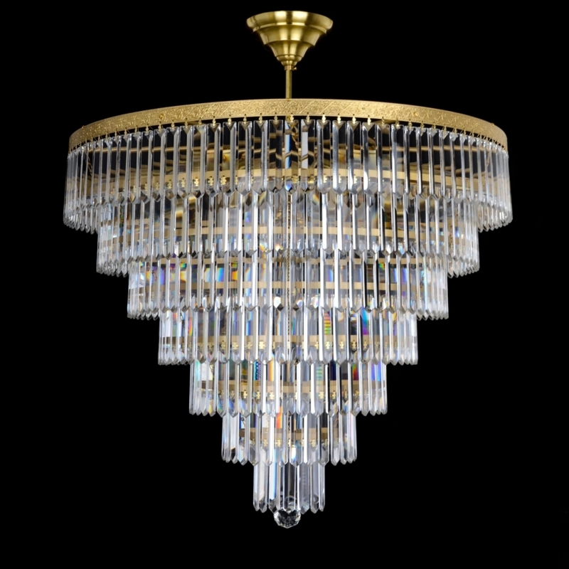 Chandelier Inverted Cone Pointed Prisms Bohemian Glam Gold
