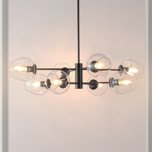 Chandelier Large Scale Multi Tiered Crystal Beading Black Glam