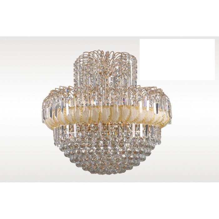 Chandelier Large Scale Polished Silver Toned Tiered Faceted Crystals
