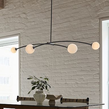 Chandelier Linear Cross Silhouette Four Light Shades Living Room