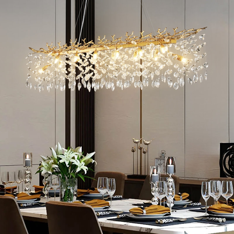 Chandelier Linear Silhouette Rectangular Frame Sophisticated Dining