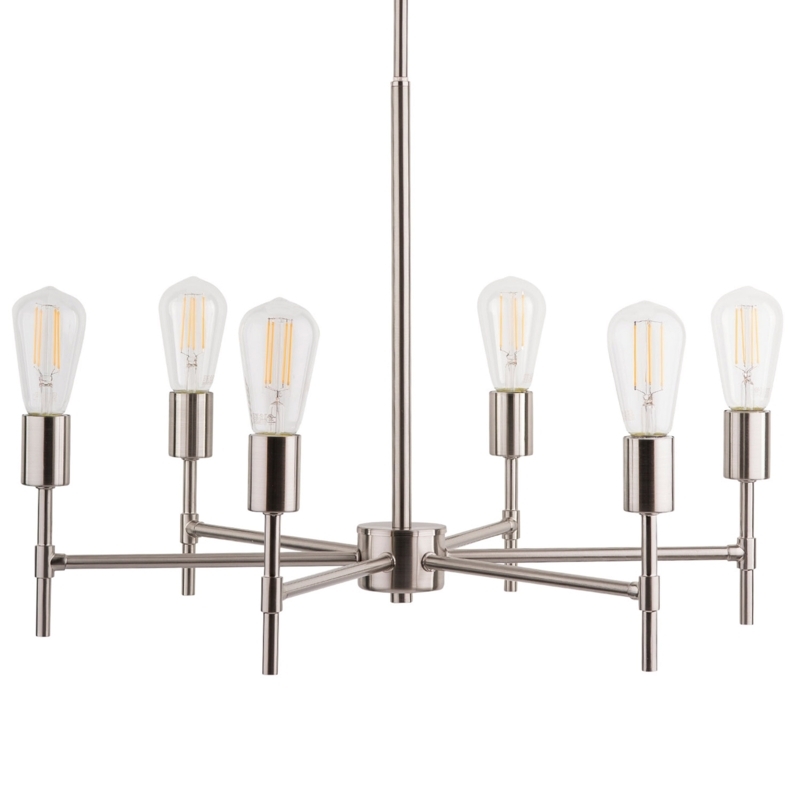 Chandelier Linear Three-Arm Frame with Brushed Silver Finish