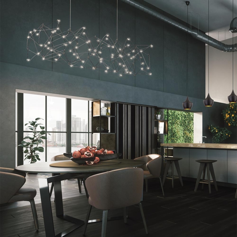 Chandelier Linear Tiered Crystal Prisms Polished Gold