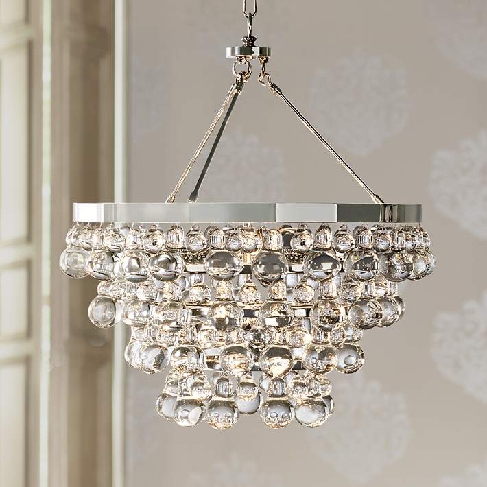 Chandelier, Luxurious Tiered Glass Drops with Polished Nickel