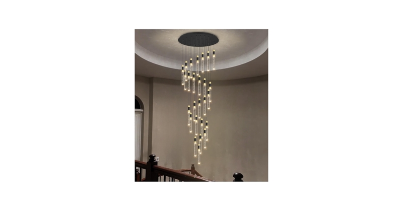 Chandelier Matte Black Bubbled Glass Cylinder Staggered Cluster Light