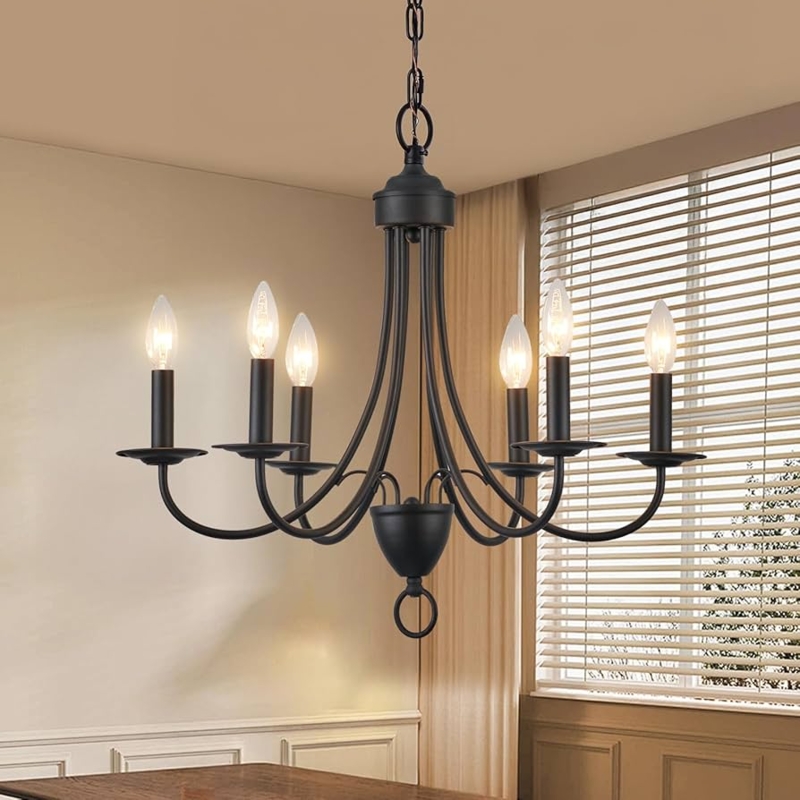Chandelier Matte Black Farmhouse Open Frame Kitchen Island Lighting