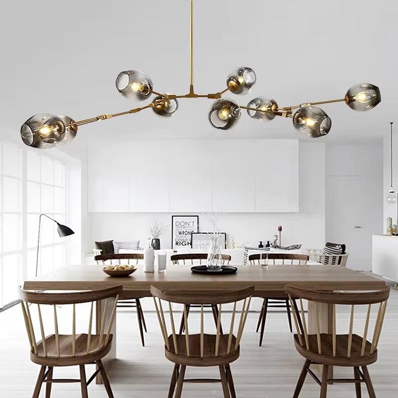 Chandelier Matte Black Gold Spoked Silhouette Multi Arm Mid Century
