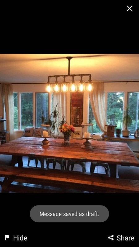 Chandelier Matte Black Linear Track Design with Exposed Edison Bulbs