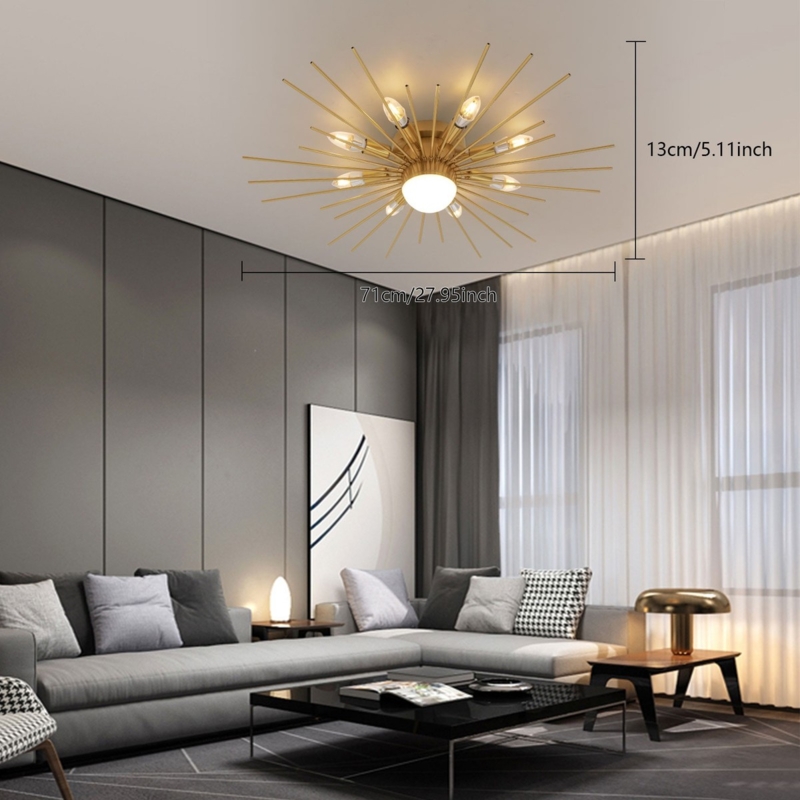Chandelier Matte Black Multi Arm Sputnik Silhouette Radiating Design