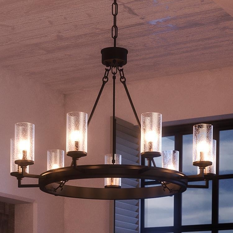 Chandelier Matte Charcoal Sweeping Arms Open Frame Rustic Lighting