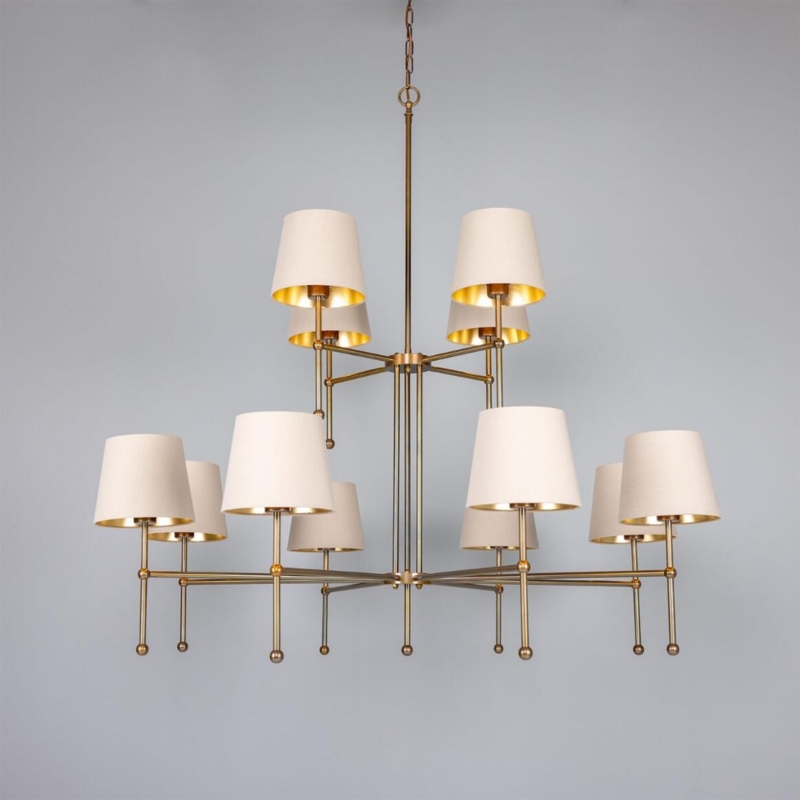 Chandelier Mid-Century 12-Arm Design with Exposed Bulbs