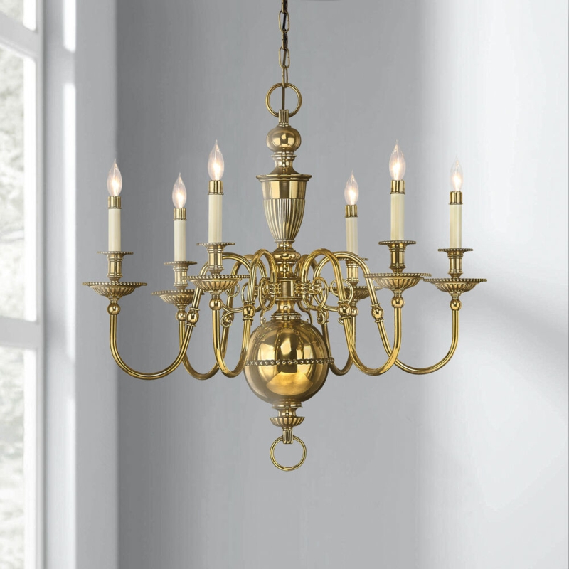 Chandelier Mid-Century Burnished Finish Two-Tier Clear Globes