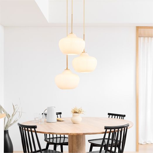 Chandelier Mixed Glass Shapes Ribbed Texture Dark Bronze Finish
