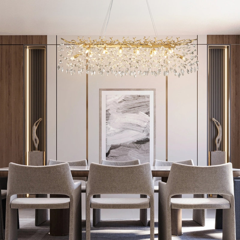 Chandelier: Modern Matte Linear Rectangular Tiered Crystal Prisms