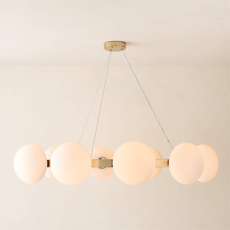 Chandelier, Modern Sputnik Dining with Frosted Spherical Diffusers