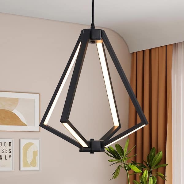 Chandelier Multi-Tiered Cage Matte Black Integrated LED Rings Modern