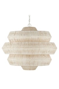 Chandelier Multi-Tiered Vertical Rod Fringe Brushed Gold Cream