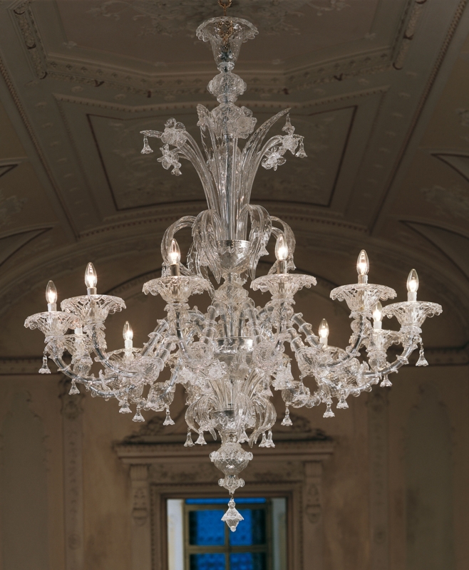 Chandelier Murano Glass Traditional Scrolled Chrome