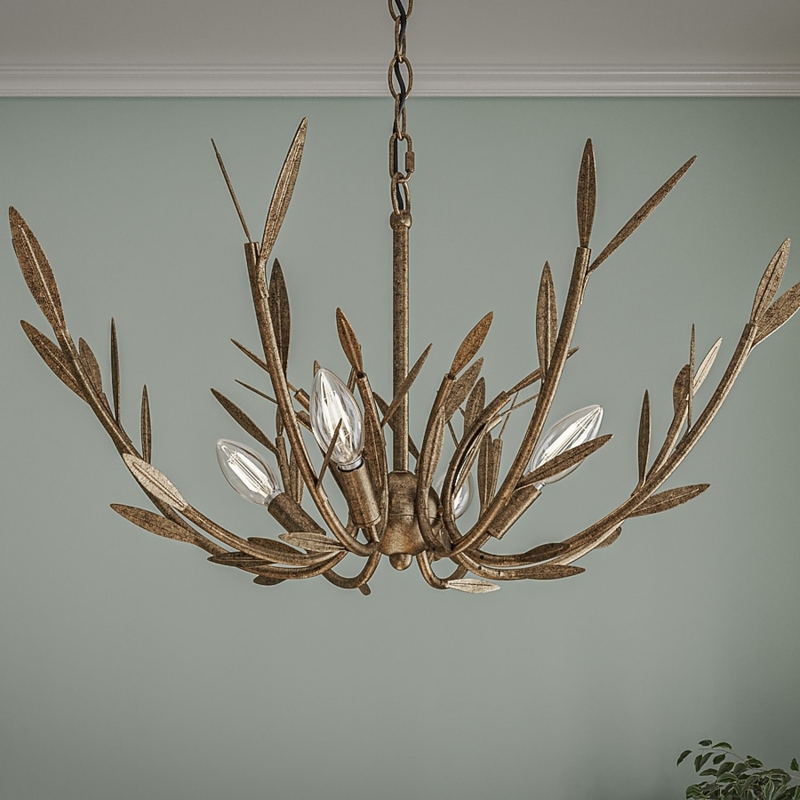 Chandelier Nested Orbital Frame: Antique Gold Transitional Candle Light