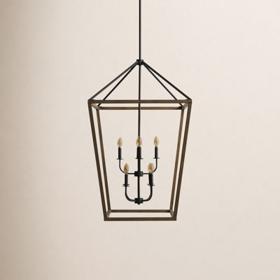 Chandelier Open Frame Eight Light Lantern Style Matte Finish