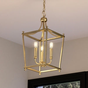 Chandelier Open Frame Lantern Brushed Bronze Candelabra Foyer Light
