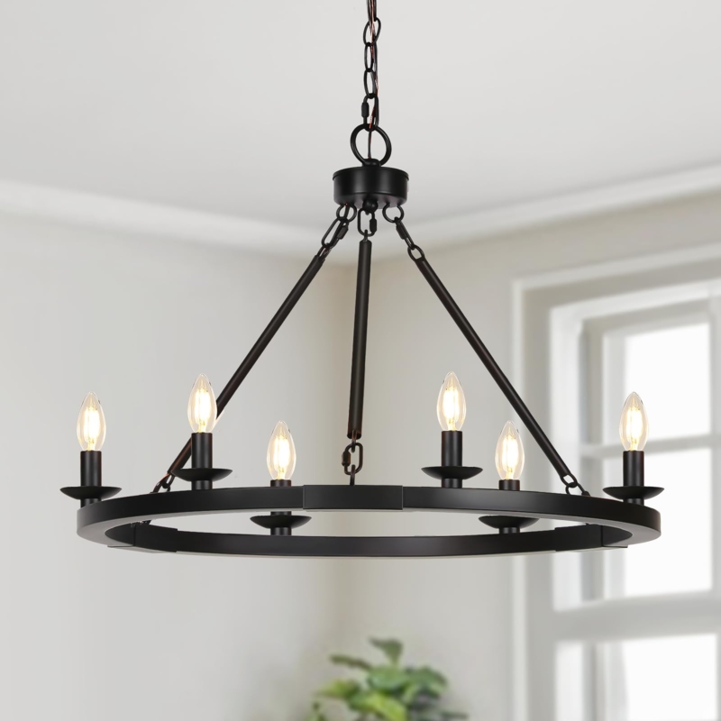 Chandelier Open Frame Silhouette Candelabra Sockets Farmhouse Style