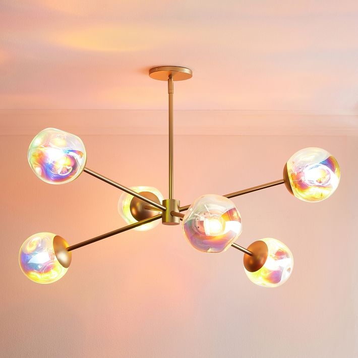 Chandelier Oversized Iridescent Globes Cluster Modern Glam