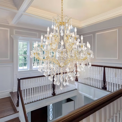 Chandelier Oversized Multi-Tiered Crystal Chrome Grand Foyer Light