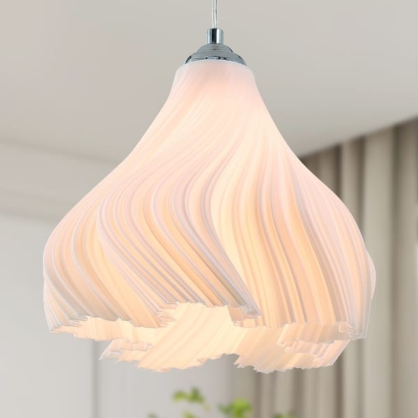 Chandelier Petal Like Design Matte White Finish Multi Tiered Fixture