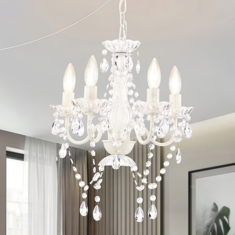 Chandelier Plug-In 4-Light with Beaded Swags