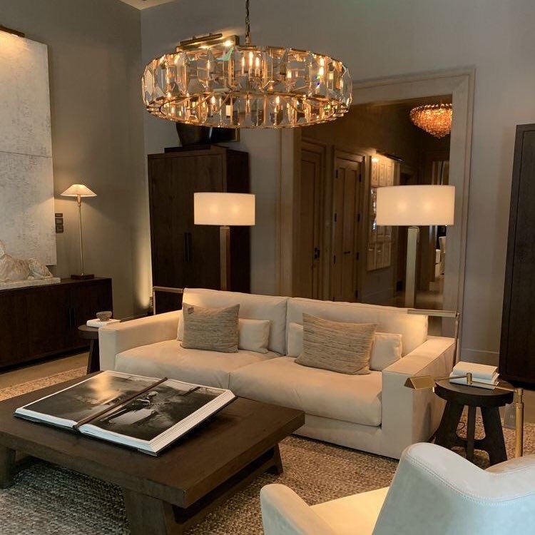 Chandelier Polished Brass Tiered Crystal Rings Contemporary Luxury