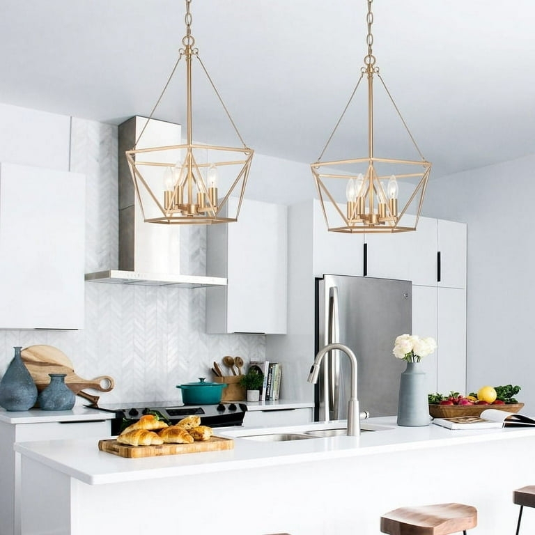 Chandelier Polished Gold 4-Light Open Frame Lantern