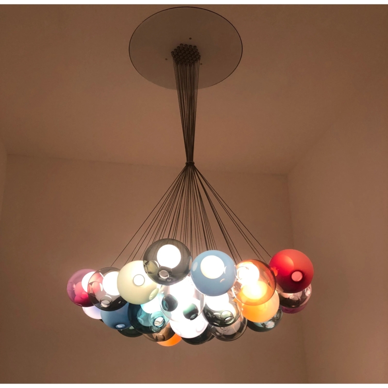 Chandelier Polished Gold Multi Color Glass Linear Rod Style