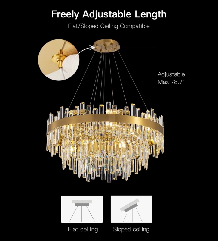 Chandelier Polished Gold Rectangular Shape Layered Faceted Crystals