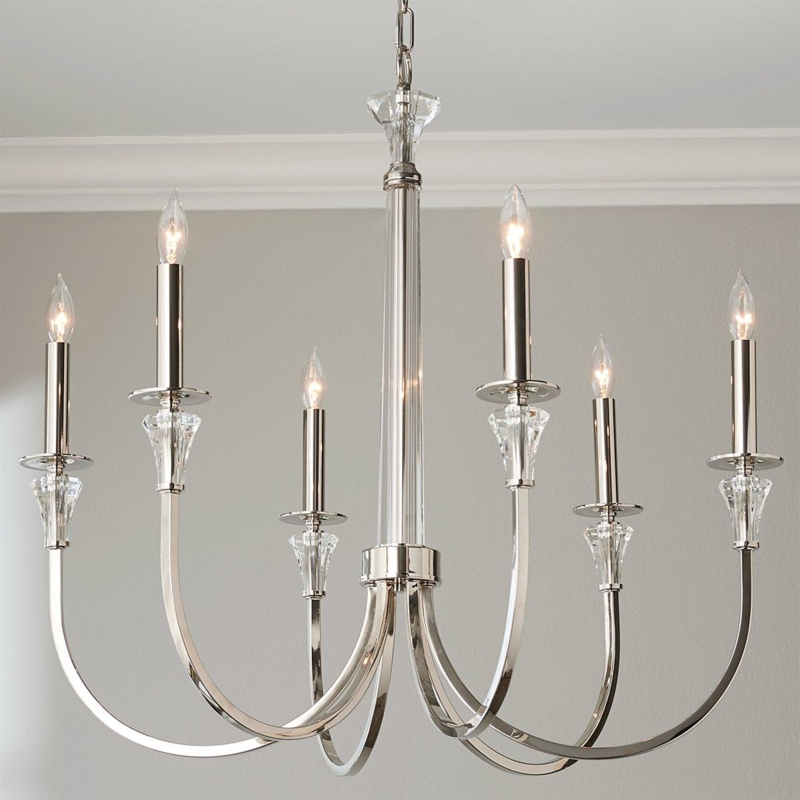 Chandelier Polished Nickel Cascading Crystals Tiered Transitional