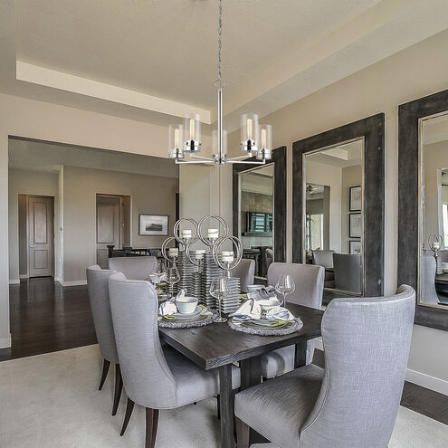 Chandelier Polished Nickel Intersection Hub Exposed Tubular Bulbs