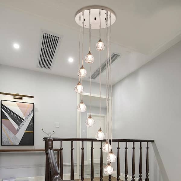Chandelier: Polished Nickel Tiered Design with Rectangular Crystal Prisms
