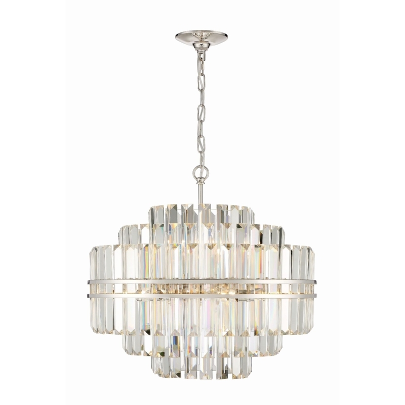 Chandelier Polished Nickel Vertical Rods Tiered Candelabra Glam