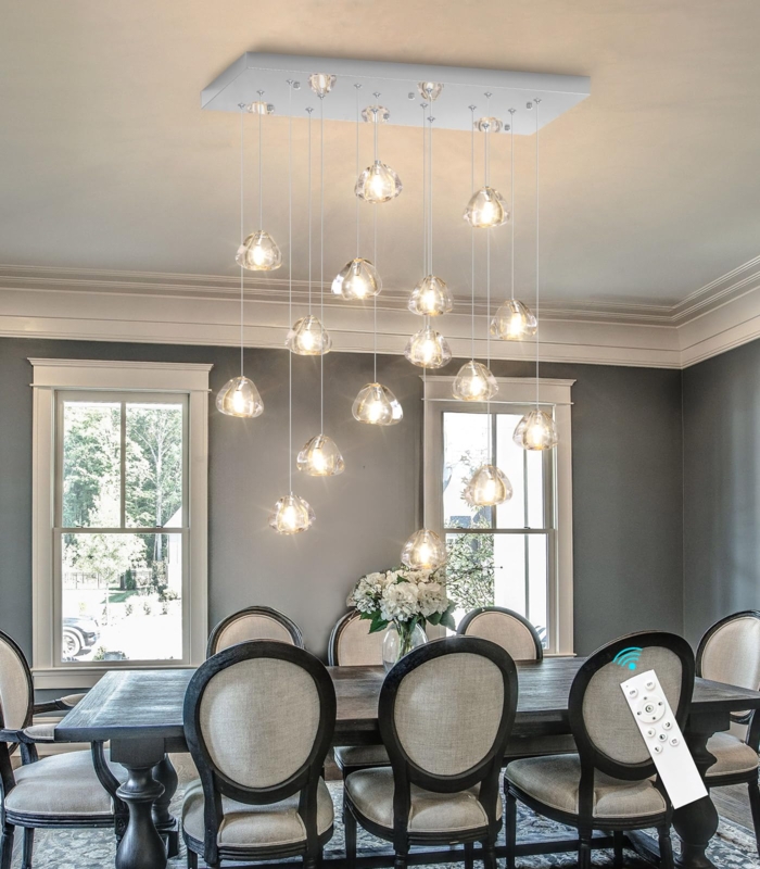 Chandelier Rectangular Tiered Crystal Prisms Polished Chrome Modern