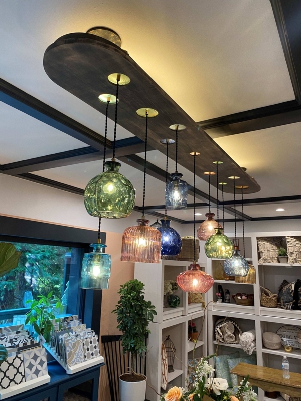 Chandelier Repurposed Glass Bottles Multicolor Shades Tiered Design
